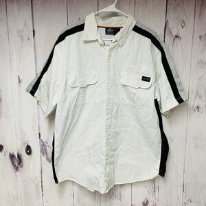 Harley Davidson Work Shirt Mens Size XL White Button Motorcycle Biker Mechanic